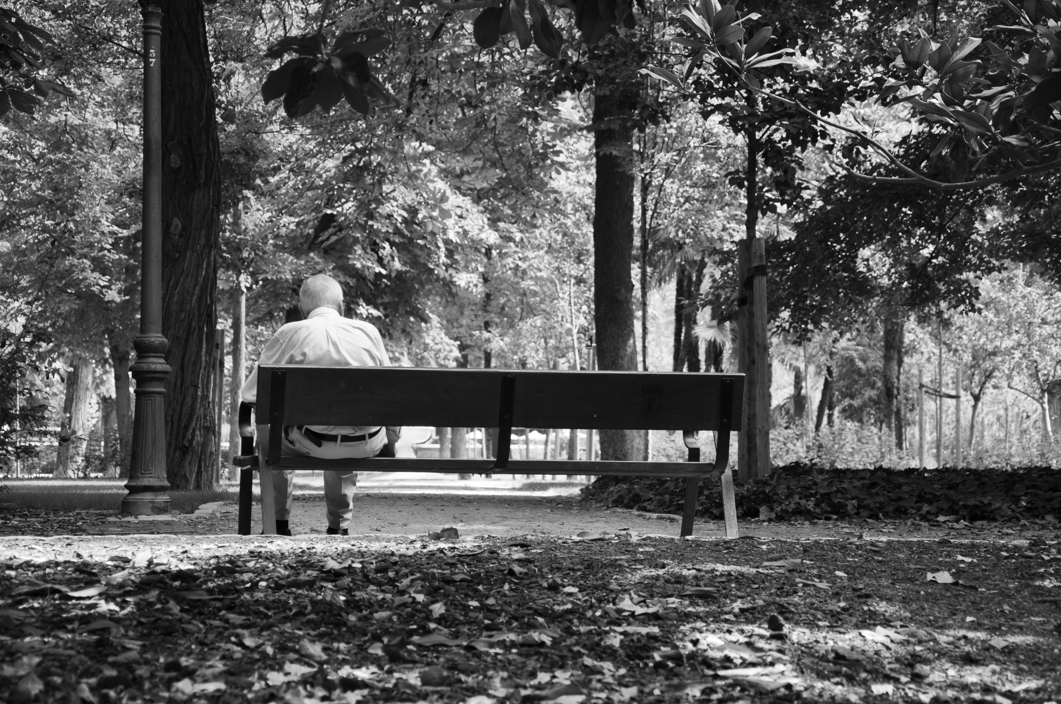 man sat alone in park