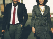 Business people walking together in the city